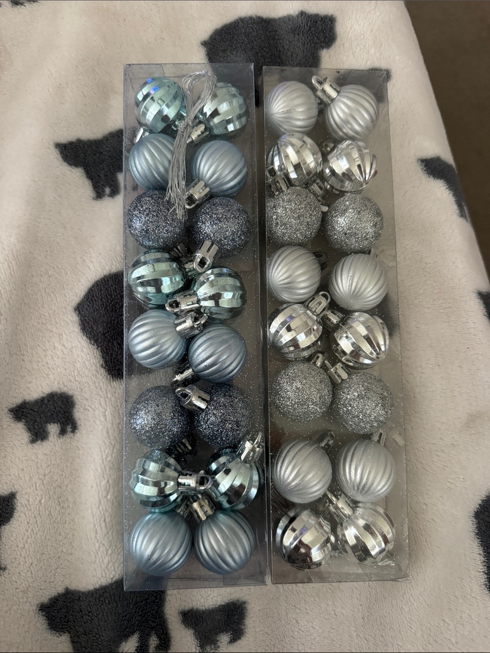 Silver & Light Blue Shatterproof Holiday Ornament Set - 24 Pieces